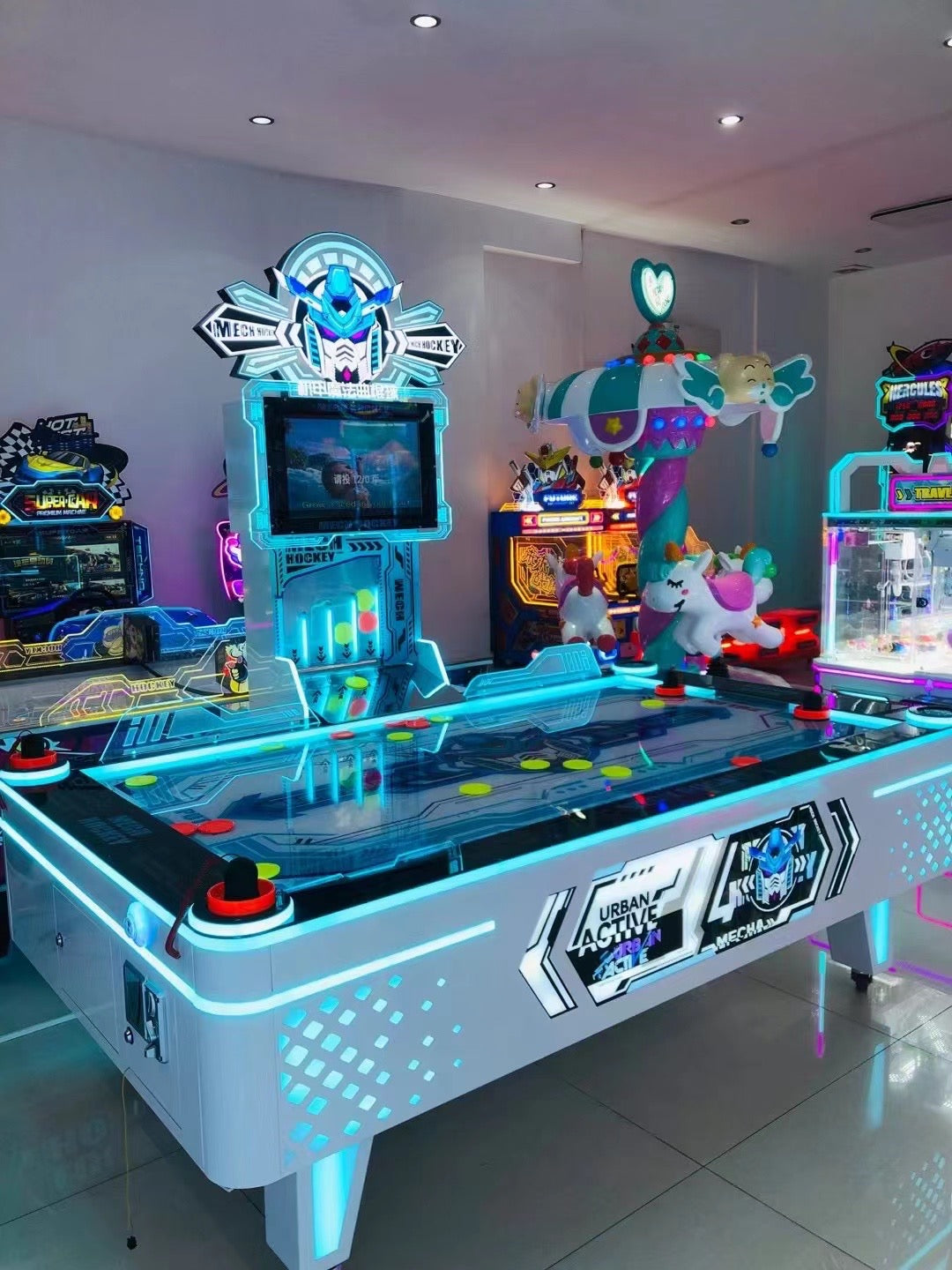 High-Speed Coin-Operated Air Hockey Table Arcade Ice Hockey Amusement with Plastic Material Enjoy the Experience