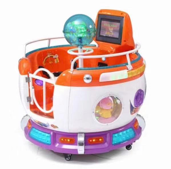 Indoor hot sale revolving cup kiddie ride coin operated plastic rotating games carousel Russian turntable for kids for sale