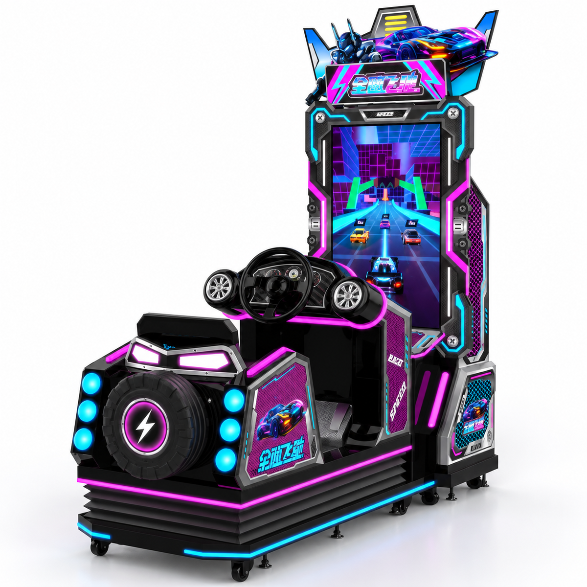 47 inch commercial racing arcade machine front angle