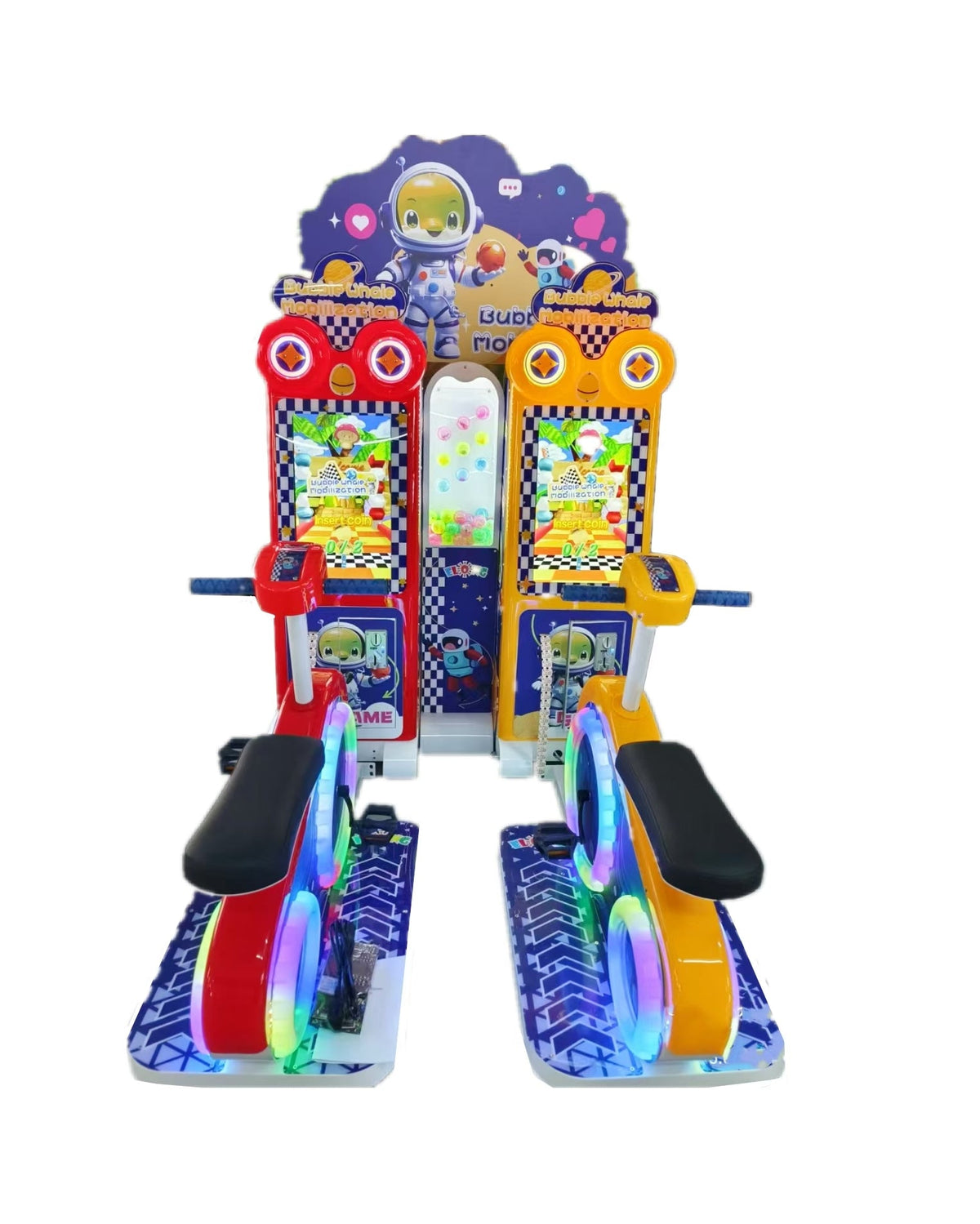 Dual Player Kids Arcade Sport Machine Coin-Operated Chicken Bike Rider Game with Redemption Fun Excitement