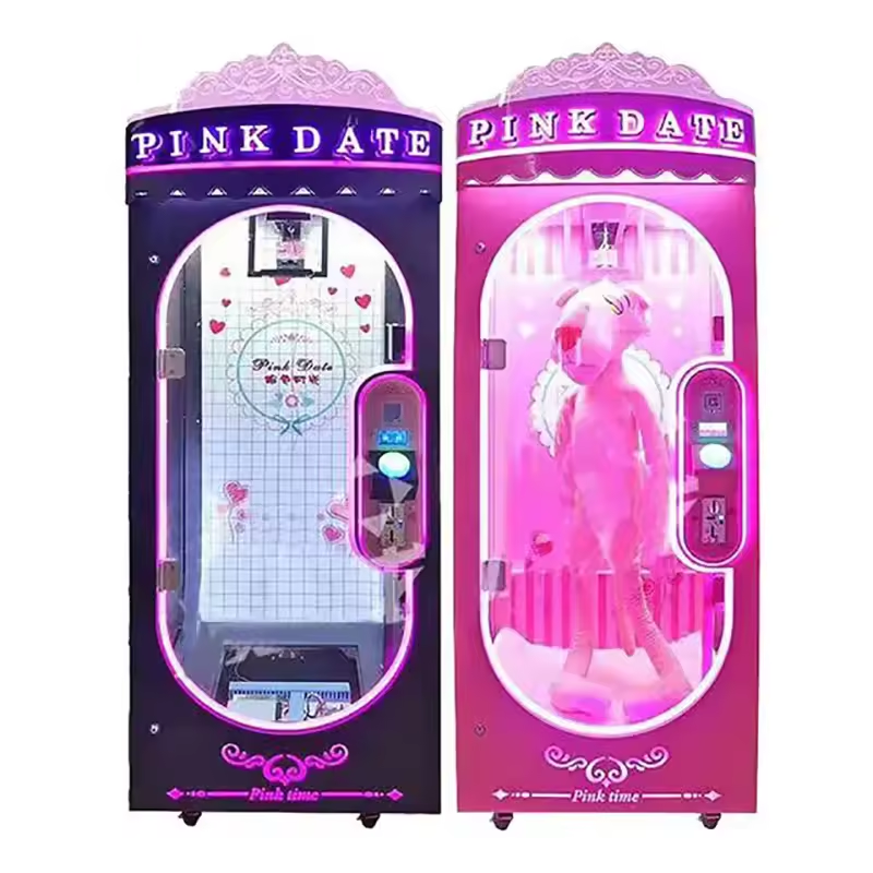Coin Operated Indoor Pink Date Doll Cutting Prize Gift Scissors Skill Cut pink date machine