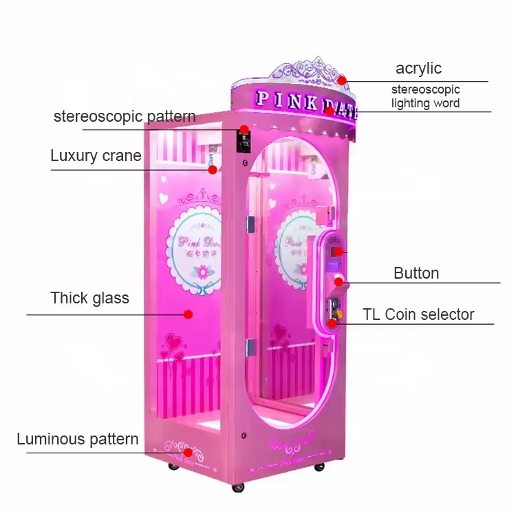 Coin Operated Indoor Pink Date Doll Cutting Prize Gift Scissors Skill Cut pink date machine