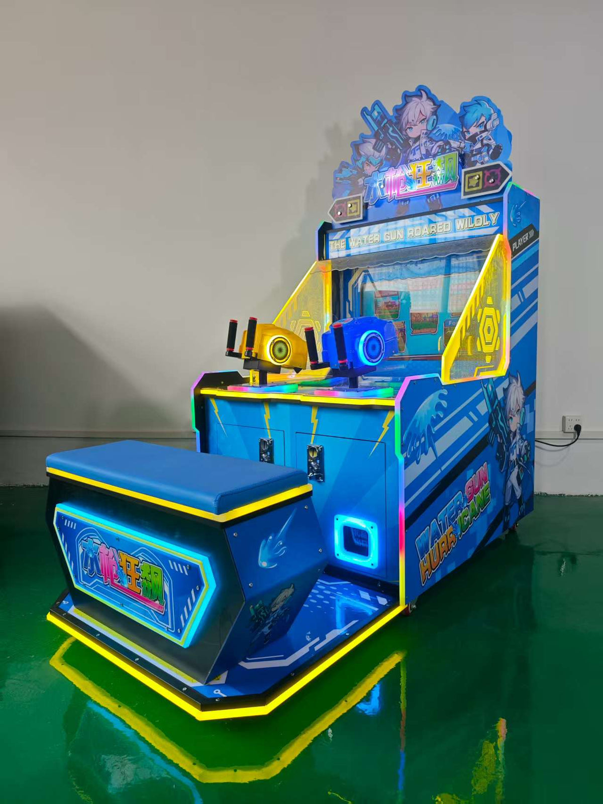 2 Players Kids-friendly Crazy Water Shooting Arcade Machine Coin-Operated 1 Year Warranty Made Durable Plastic English Language