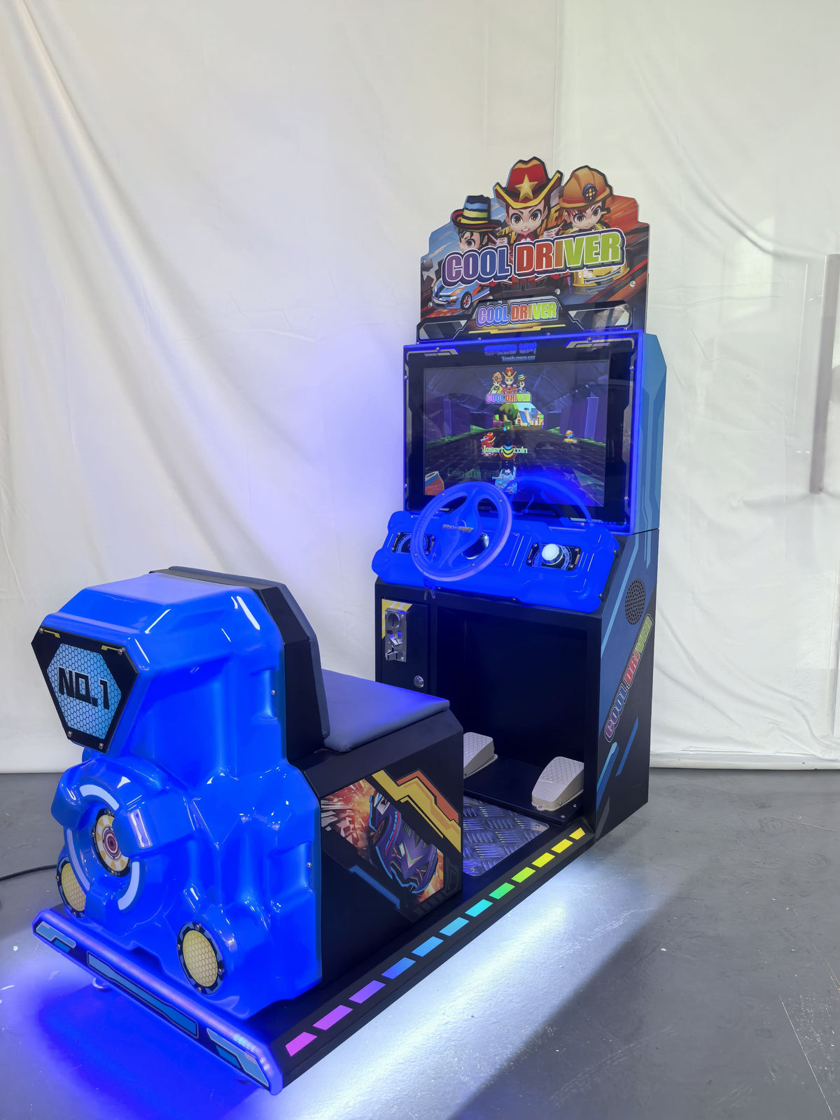 Hot Sale Kids' Video Game Machine Arcade Car Racing Simulator  220V  Acrylic& Plastic Entertainment Amusement Cool Driver