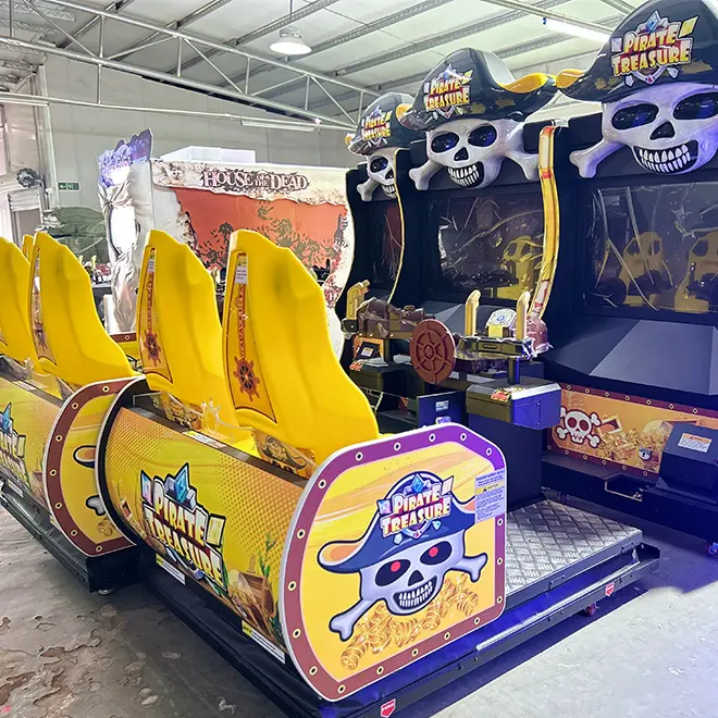 Coin Operated Arcade Game Shooting Machine Entertaining 2-Player Simulator in English LCD Display Fiberglass Material Amusement