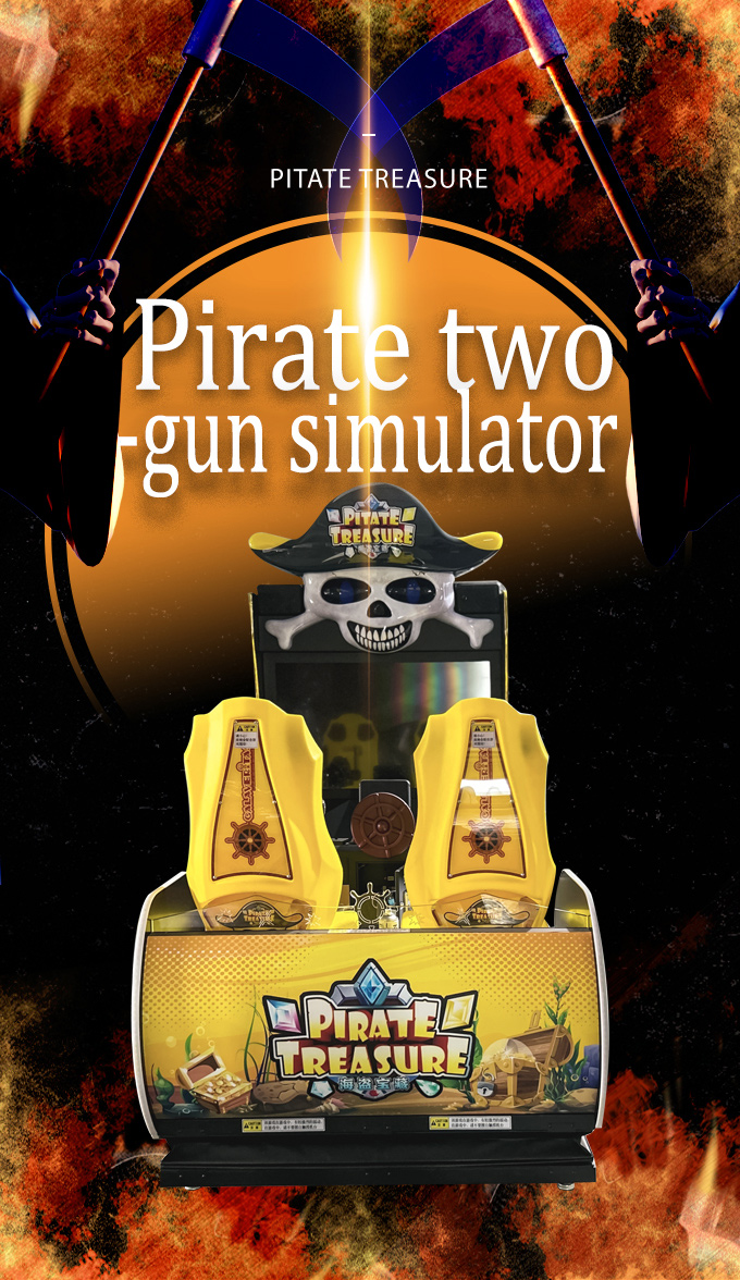 Coin Operated Arcade Game Shooting Machine Entertaining 2-Player Simulator in English LCD Display Fiberglass Material Amusement