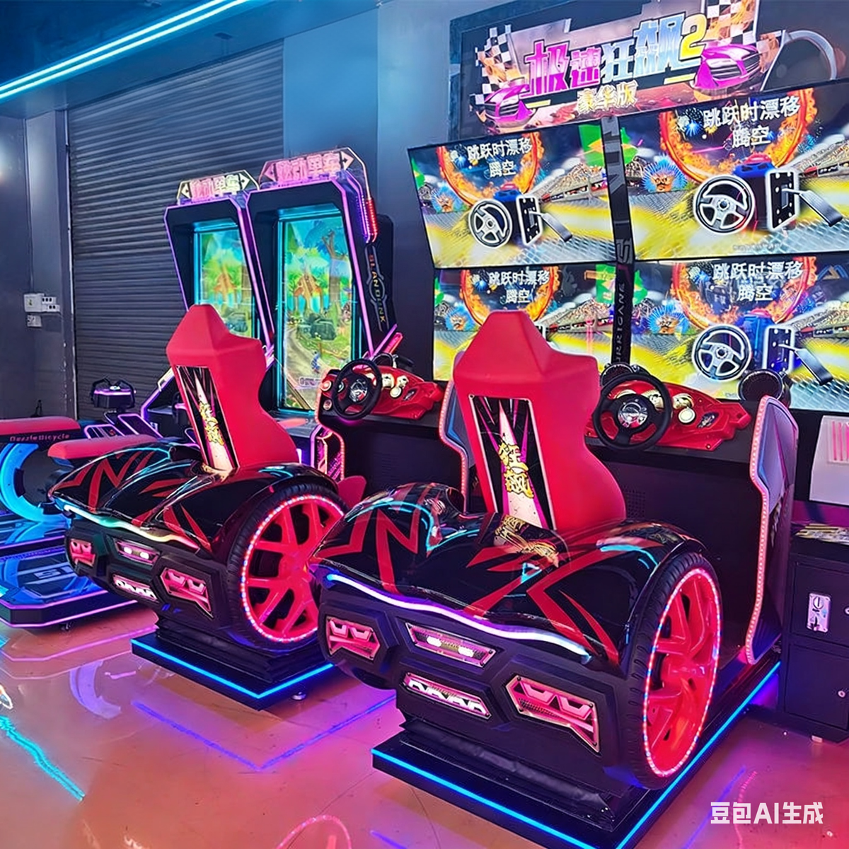 Racing Car Simulator Game Machine Dynamic Four Screen Coin Operated Arcade Entertainment