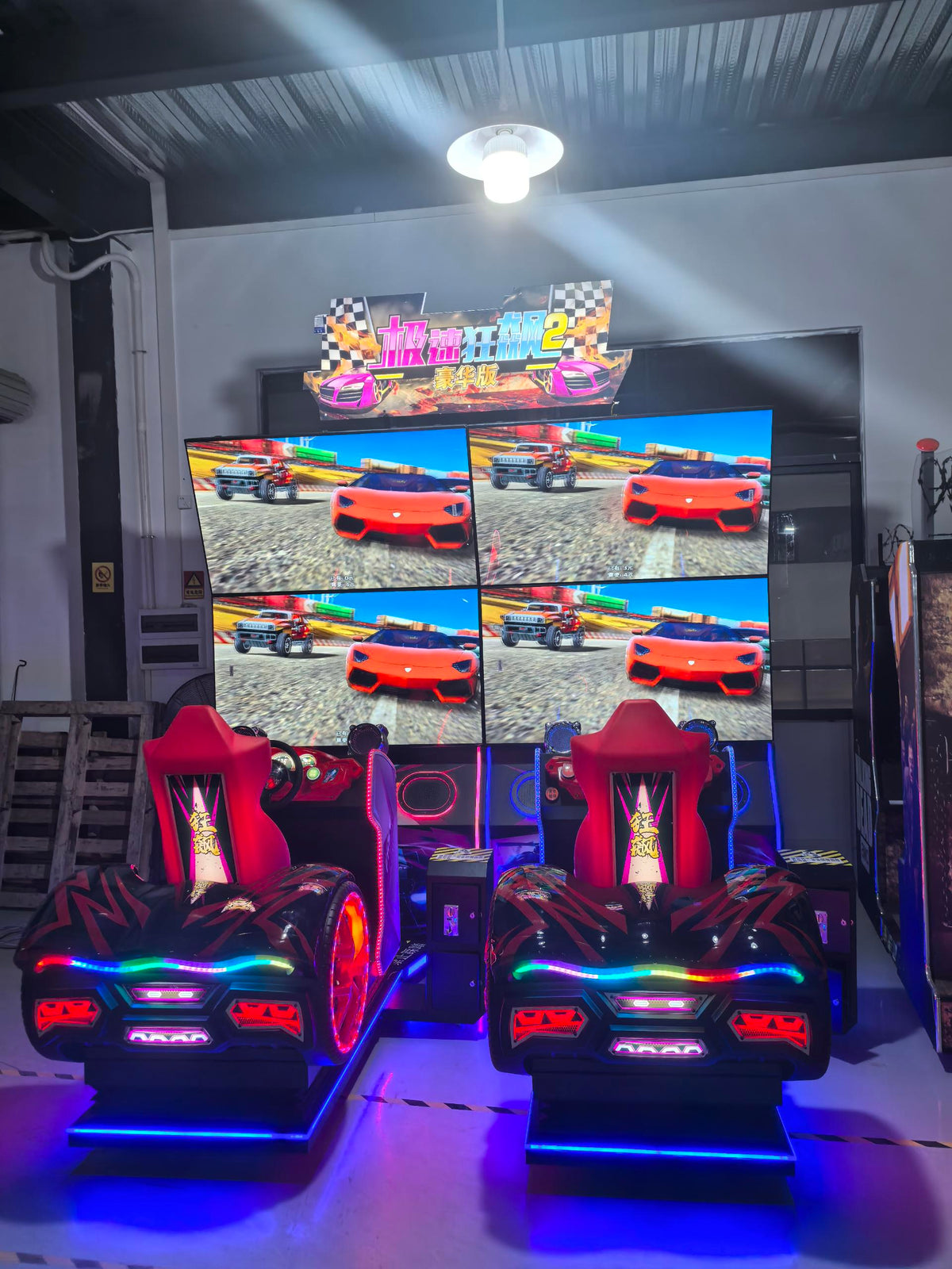 Racing Car Simulator Game Machine Dynamic Four Screen Coin Operated Arcade Entertainment