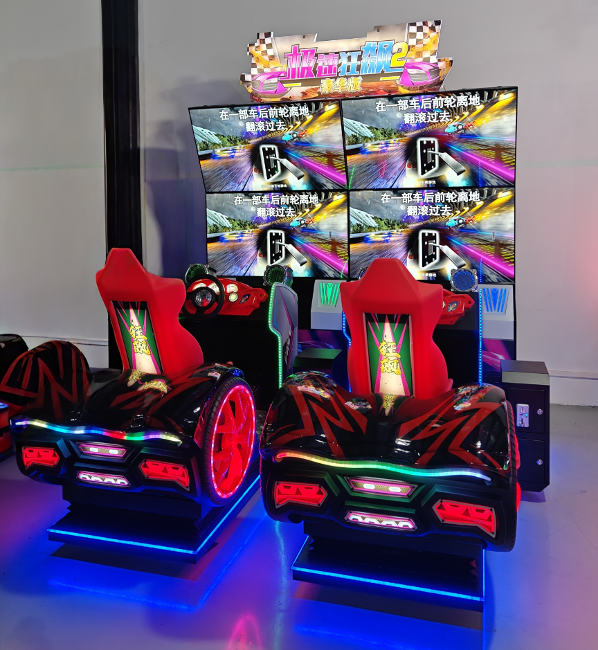 Racing Car Simulator Game Machine Dynamic Four Screen Coin Operated Arcade Entertainment