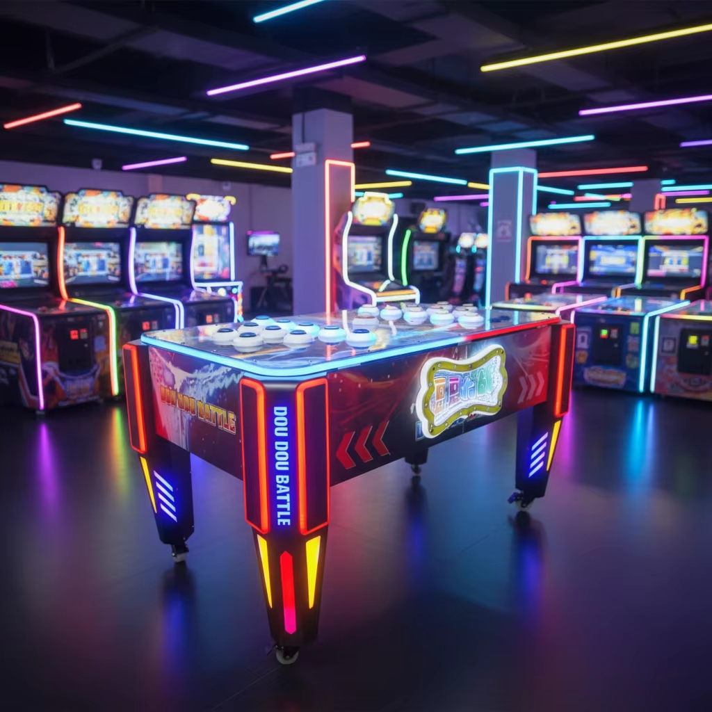 Coin-operated Two-player Battle in the Amusement Park Arcade Game Naughty Bean Catch Light Plastic Hammer Hitting Game for Kids