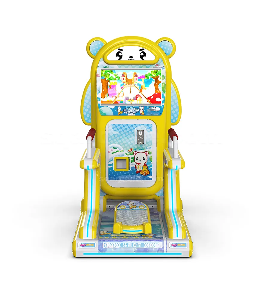 Coin Pusher Two Players Kids Skiing Simulator British Bear Video Sports Skateboard Game Machine