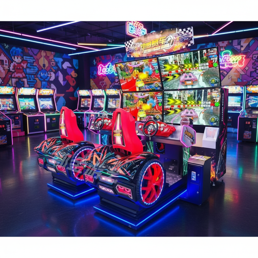 Racing Car Simulator Game Machine Dynamic Four Screen Coin Operated Arcade Entertainment