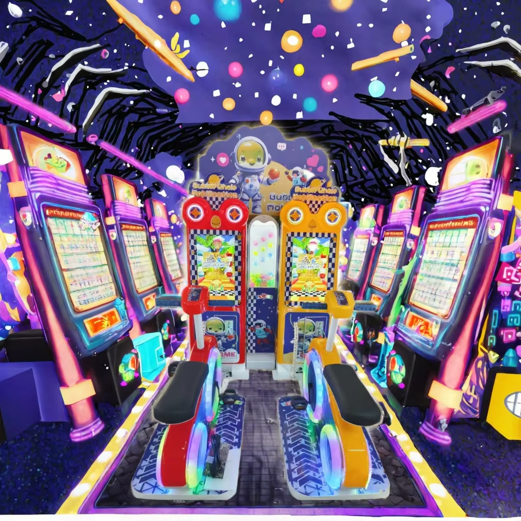 Dual Player Kids Arcade Sport Machine Coin-Operated Chicken Bike Rider Game with Redemption Fun Excitement