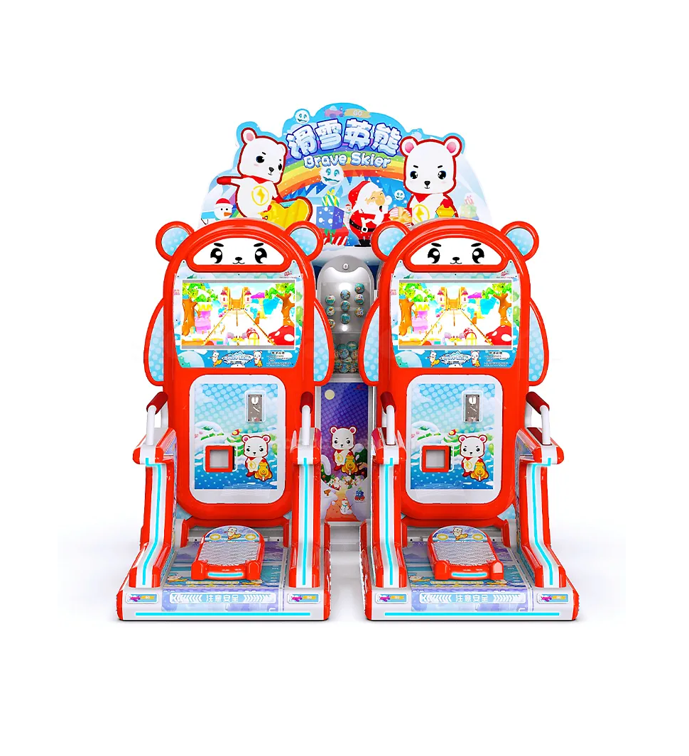 Coin Pusher Two Players Kids Skiing Simulator British Bear Video Sports Skateboard Game Machine